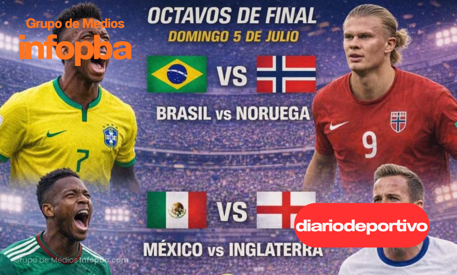 Brasil busca avanzar ante Noruega y México sueña con dar el golpe frente a Inglaterra